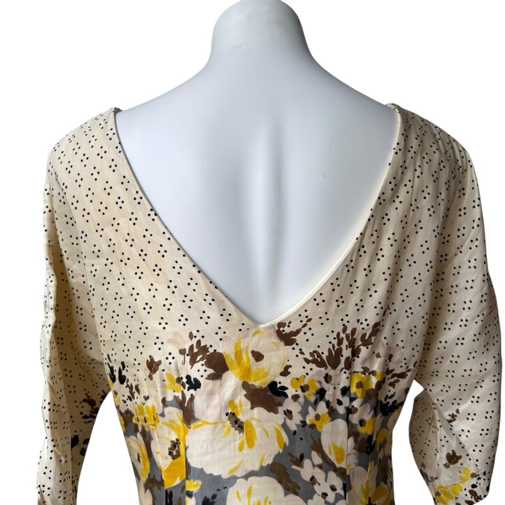 Anthropologie MEADOW RUE Plena Peppered Polka Dot Floral Yellow Shift Dress - Picture 9 of 15